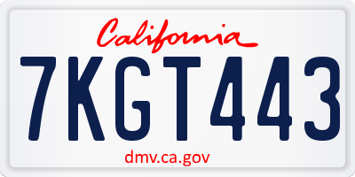 CA license plate 7KGT443