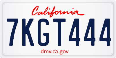 CA license plate 7KGT444