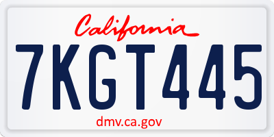 CA license plate 7KGT445