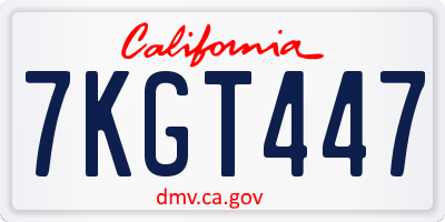 CA license plate 7KGT447