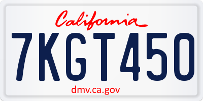 CA license plate 7KGT450
