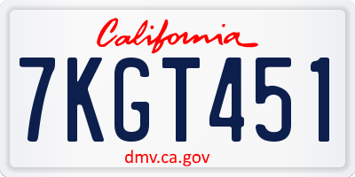 CA license plate 7KGT451