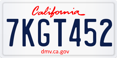 CA license plate 7KGT452