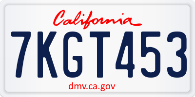 CA license plate 7KGT453