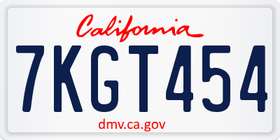 CA license plate 7KGT454