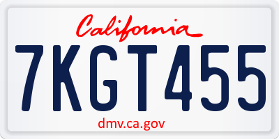 CA license plate 7KGT455