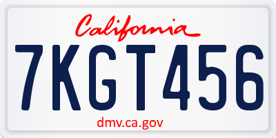 CA license plate 7KGT456