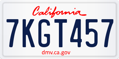 CA license plate 7KGT457