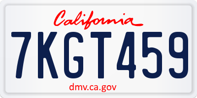 CA license plate 7KGT459