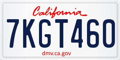 CA license plate 7KGT460