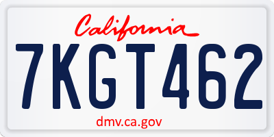 CA license plate 7KGT462