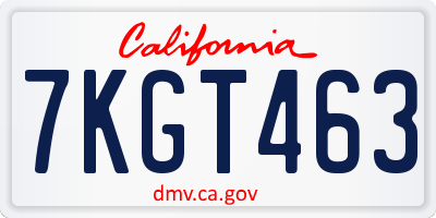 CA license plate 7KGT463