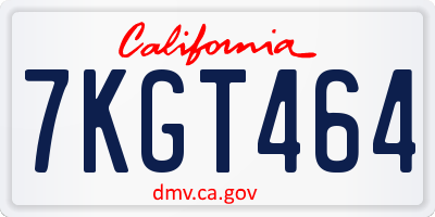 CA license plate 7KGT464