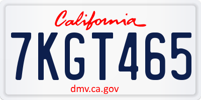 CA license plate 7KGT465