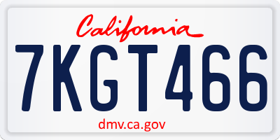 CA license plate 7KGT466