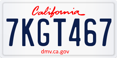 CA license plate 7KGT467