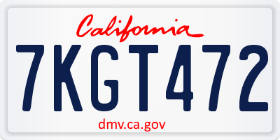 CA license plate 7KGT472