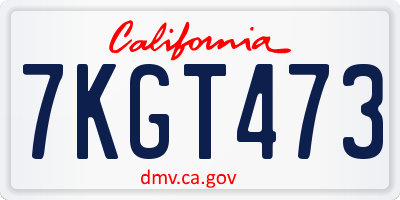 CA license plate 7KGT473