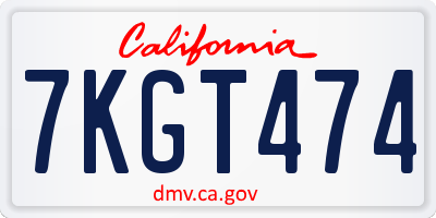 CA license plate 7KGT474