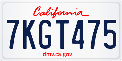 CA license plate 7KGT475