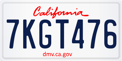 CA license plate 7KGT476