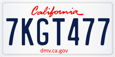 CA license plate 7KGT477