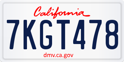 CA license plate 7KGT478