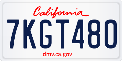 CA license plate 7KGT480