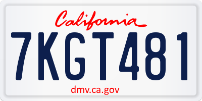 CA license plate 7KGT481