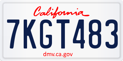 CA license plate 7KGT483