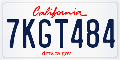CA license plate 7KGT484