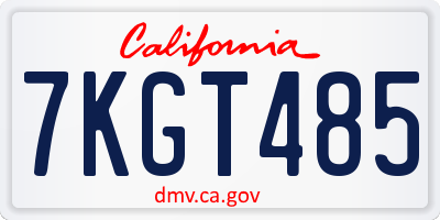 CA license plate 7KGT485