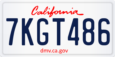 CA license plate 7KGT486