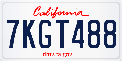 CA license plate 7KGT488