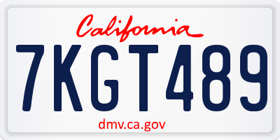 CA license plate 7KGT489