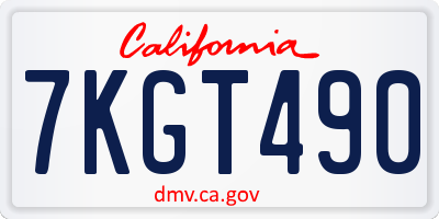 CA license plate 7KGT490