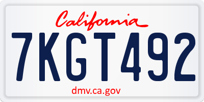 CA license plate 7KGT492