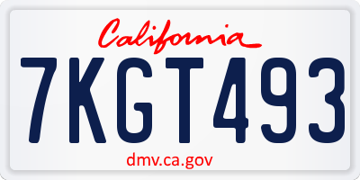 CA license plate 7KGT493