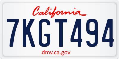 CA license plate 7KGT494
