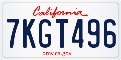 CA license plate 7KGT496