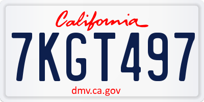 CA license plate 7KGT497
