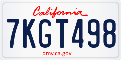 CA license plate 7KGT498