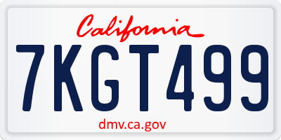 CA license plate 7KGT499