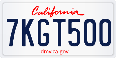 CA license plate 7KGT500