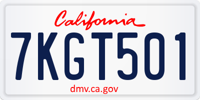 CA license plate 7KGT501