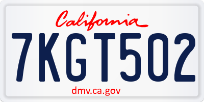 CA license plate 7KGT502