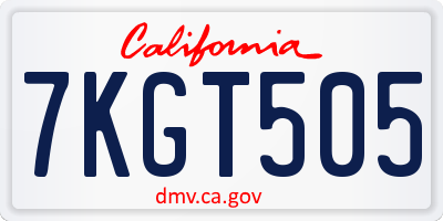 CA license plate 7KGT505
