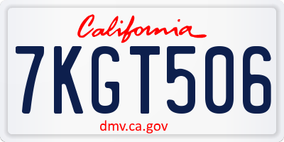 CA license plate 7KGT506