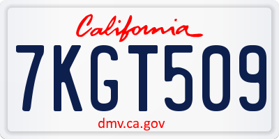 CA license plate 7KGT509
