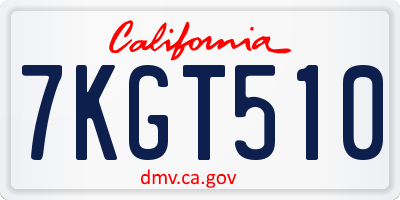 CA license plate 7KGT510